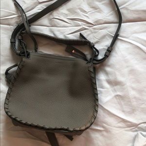 All Saints Mori Leather Crossbody Bag in Mink Grey